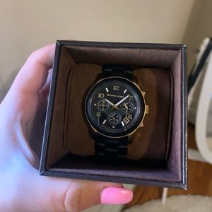 black and gold michael kors watch